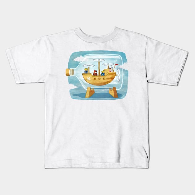 Airship in a Bottle Kids T-Shirt by JangoSnow